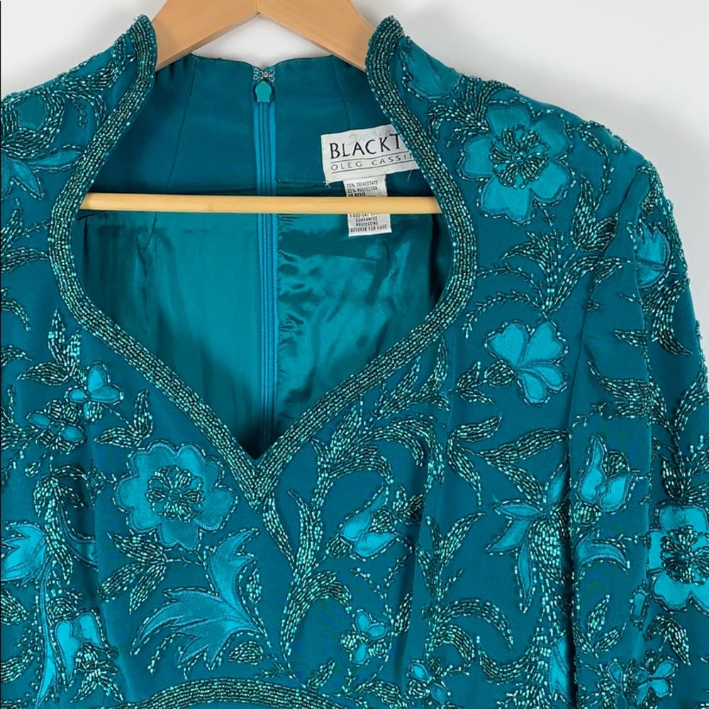 Oleg Cassini Teal Evening Dress